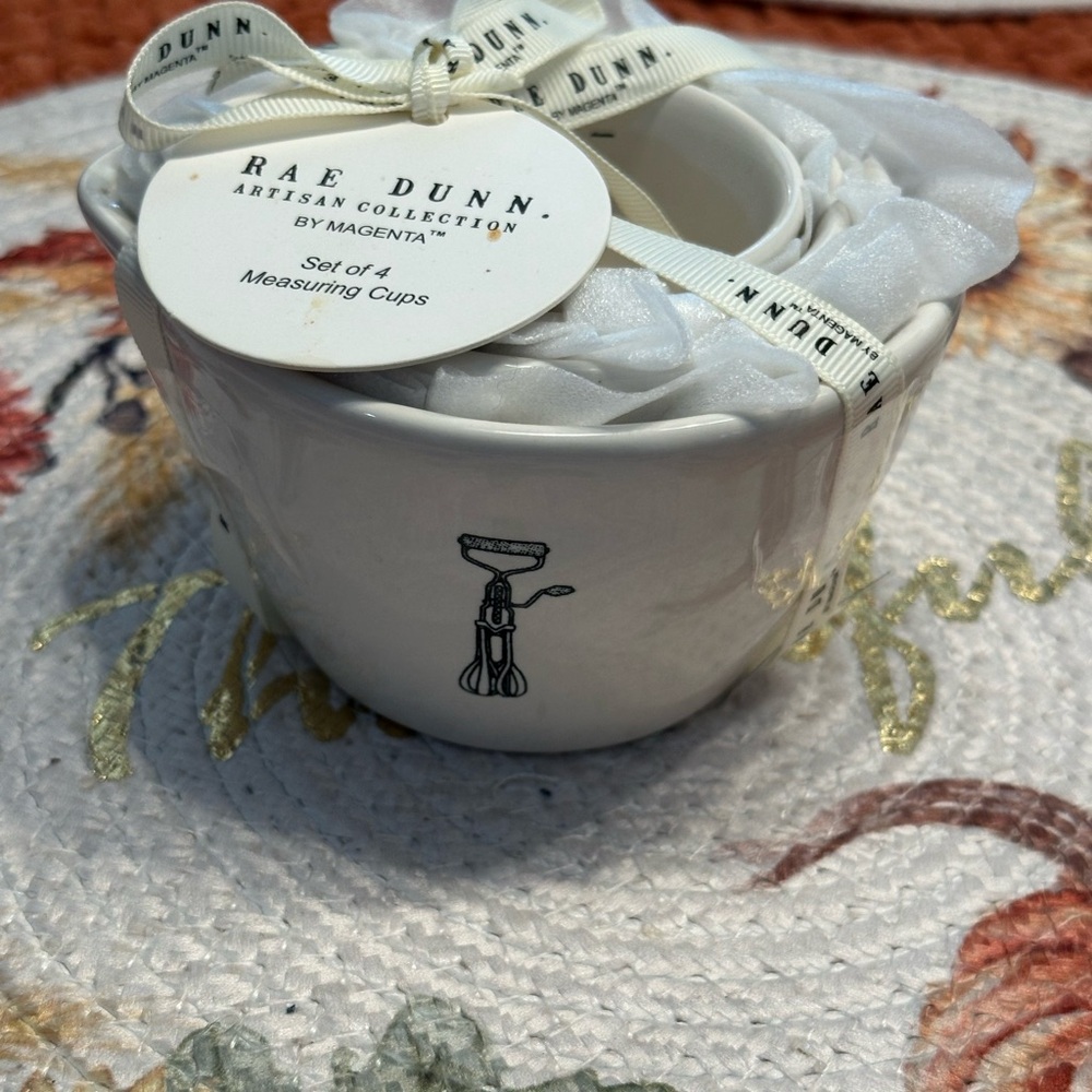 Rae Dunn Cream Measuring Cups with Whisk Design